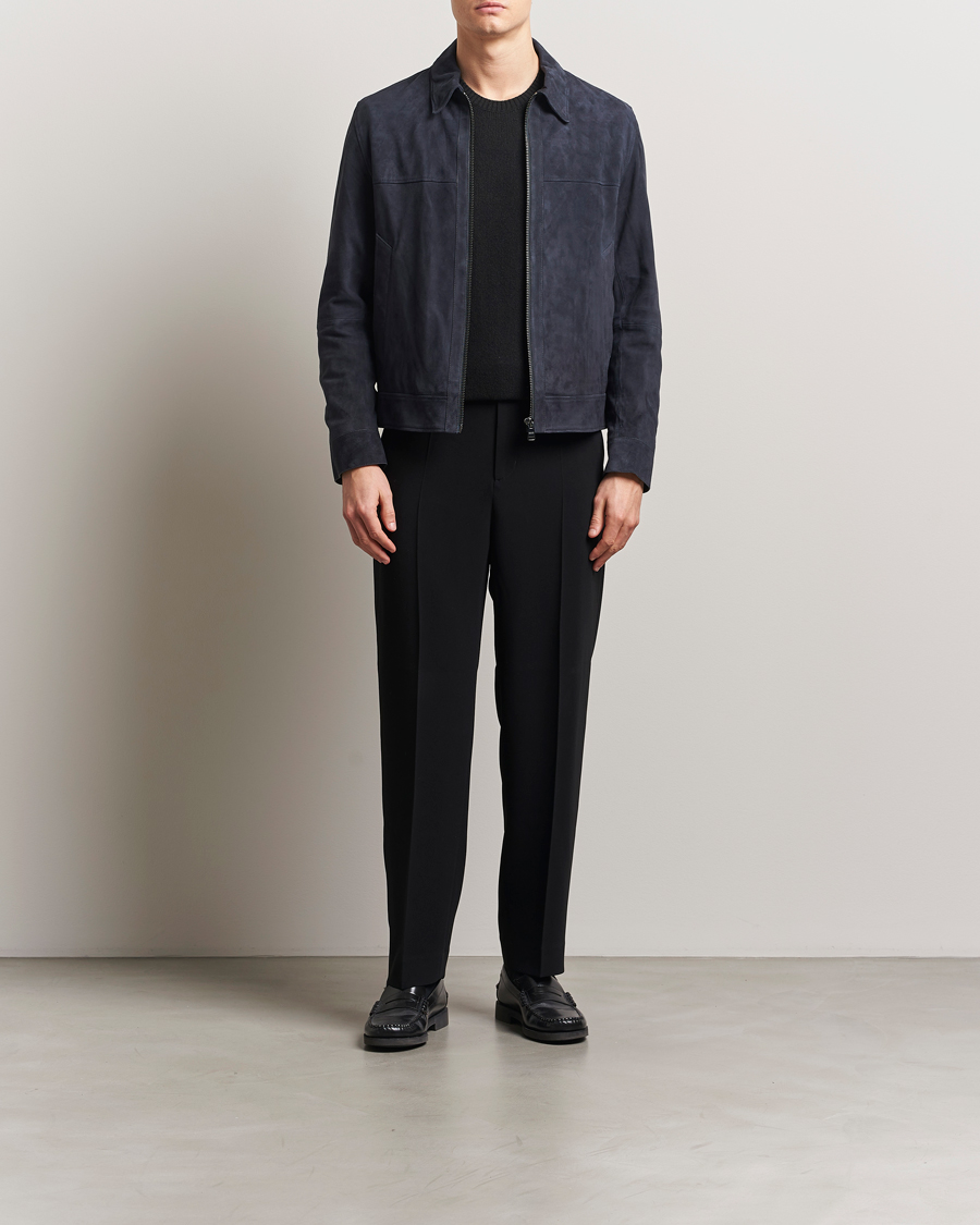 Herre | Jakker | BOSS BLACK | Malbano Suede Jacket Dark Blue