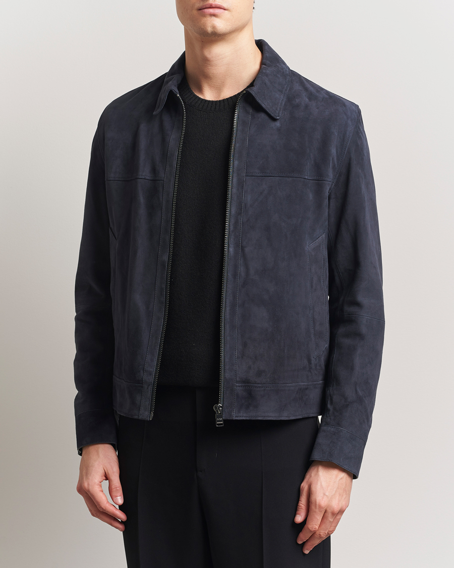 Herre | Jakker | BOSS BLACK | Malbano Suede Jacket Dark Blue