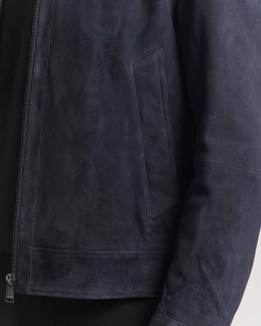 Herre | Jakker | BOSS BLACK | Malbano Suede Jacket Dark Blue