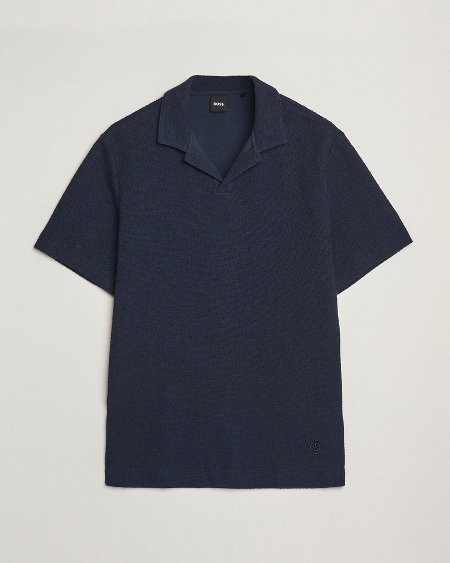Herre | Pikéer | BOSS BLACK | Pye Terry Knitted Polo Dark Blue