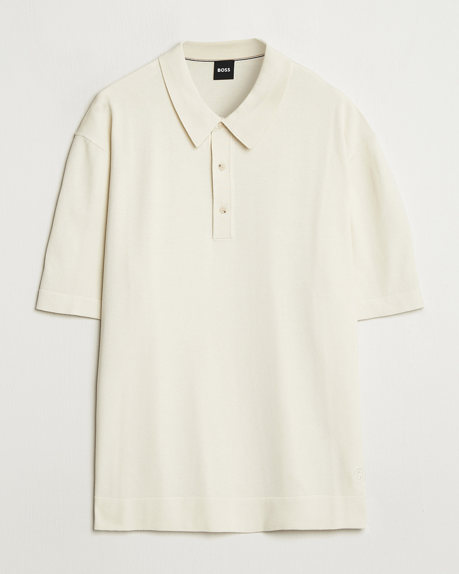 Herre | Pikéer | BOSS BLACK | Jervasoni Cotton/Silk Knitted Polo Open White