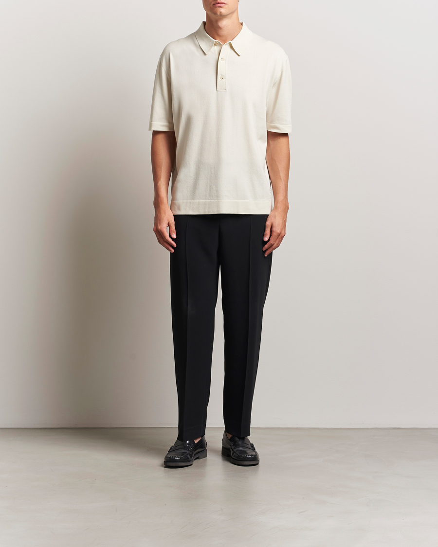 Herre | Pikéer | BOSS BLACK | Jervasoni Cotton/Silk Knitted Polo Open White