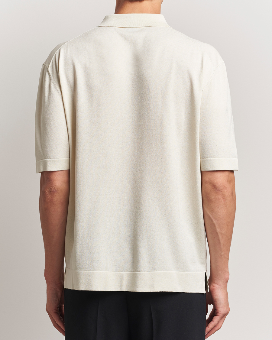 Herre | Pikéer | BOSS BLACK | Jervasoni Cotton/Silk Knitted Polo Open White