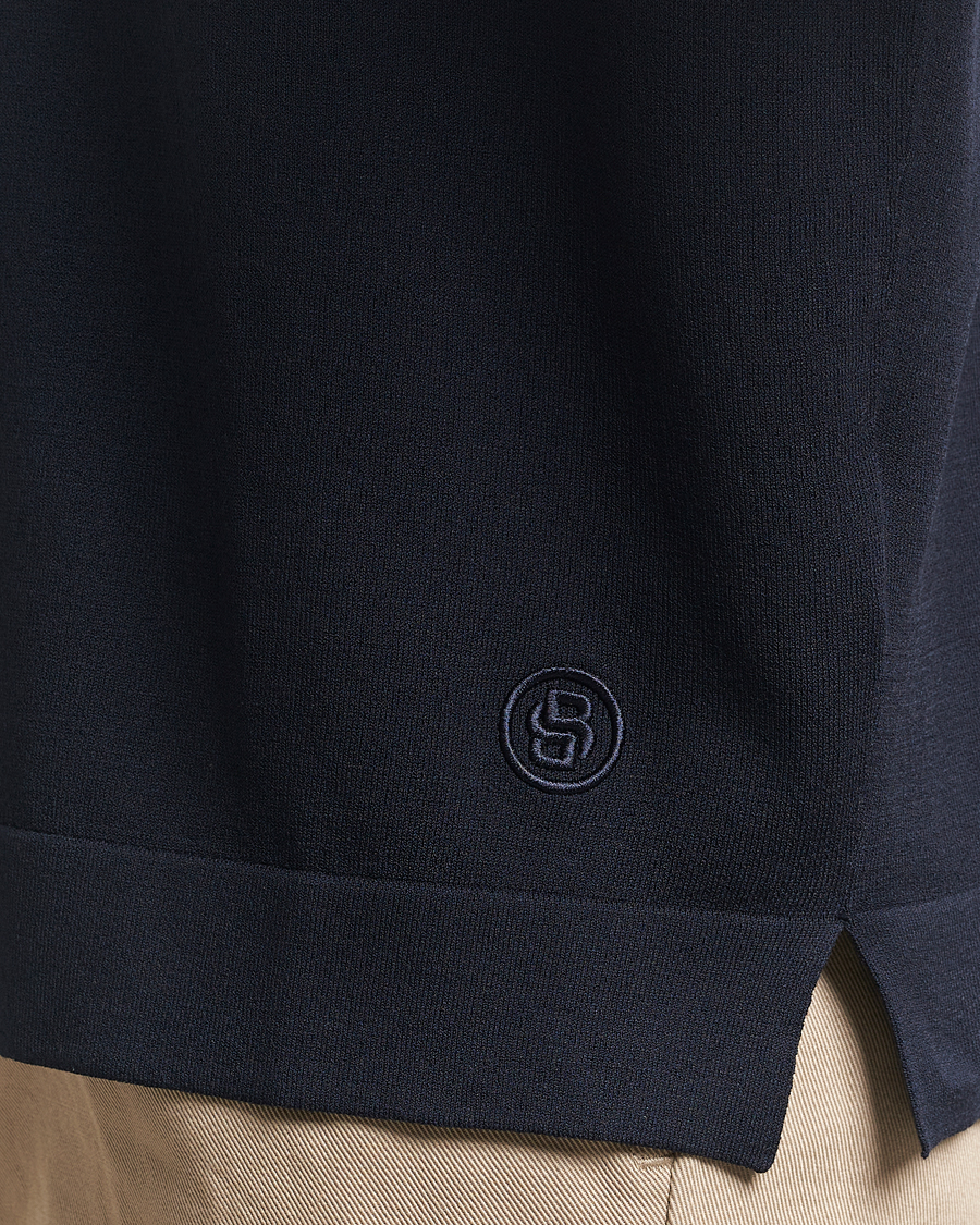 Herre | Pikéer | BOSS BLACK | Jervasoni Cotton/Silk Knitted Polo Dark Blue