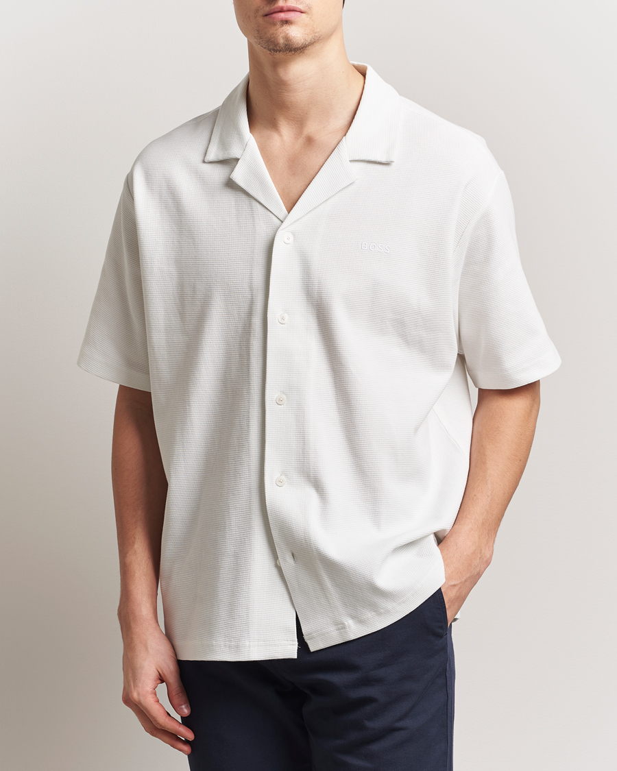 Herre | Skjorter | BOSS ORANGE | Waffle Short Sleeve Shirt Natural