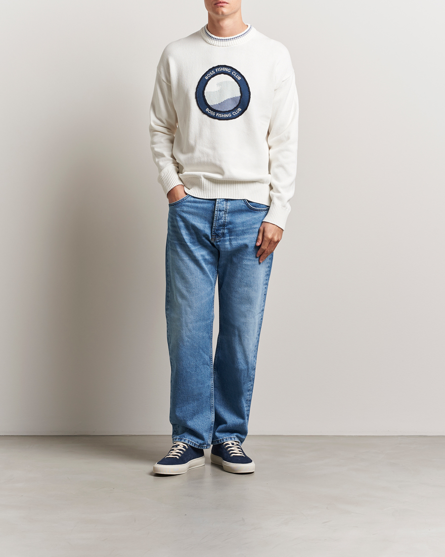 Herre | Gensere | BOSS ORANGE | Klubfish Printed Crew Neck Sweater Natural