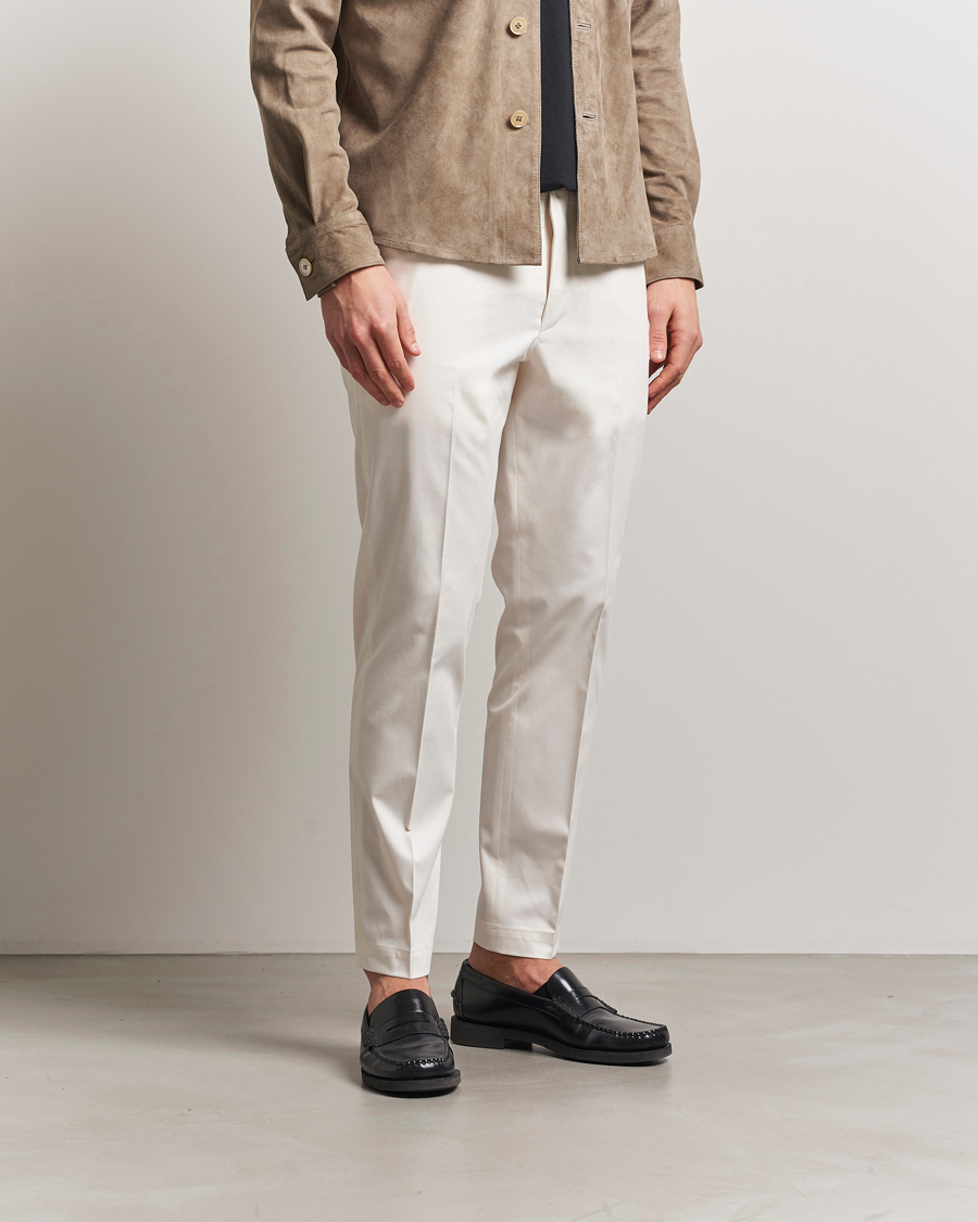 Herre | Bukser | BOSS CAMEL | Kaiton Cotton Pleated Trousers Open White