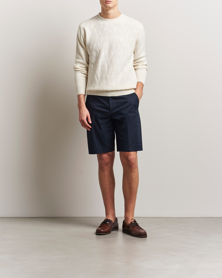 Herre | Shorts | BOSS CAMEL | Peet Cotton Pleated Shorts Dark Blue