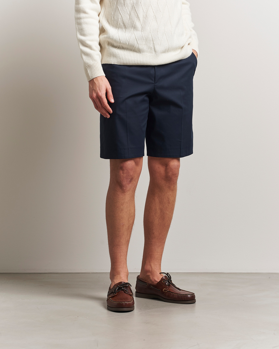 Herre | Shorts | BOSS CAMEL | Peet Cotton Pleated Shorts Dark Blue
