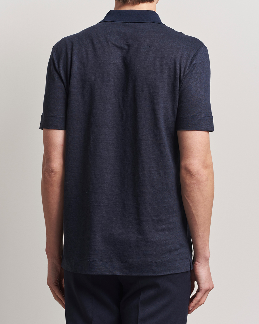 Herre | Pikéer | BOSS CAMEL | Perry Linen Polo Dark Blue