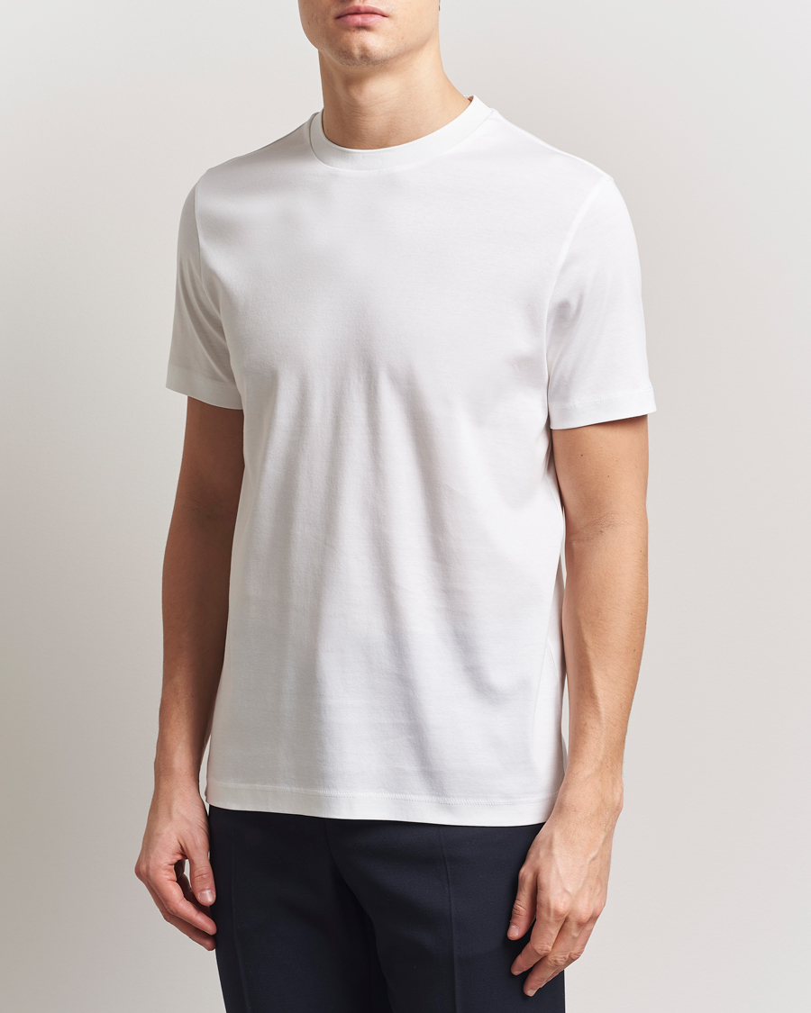 Herre | T-Shirts | BOSS CAMEL | Tesar Cotton Knitted T-Shirt White