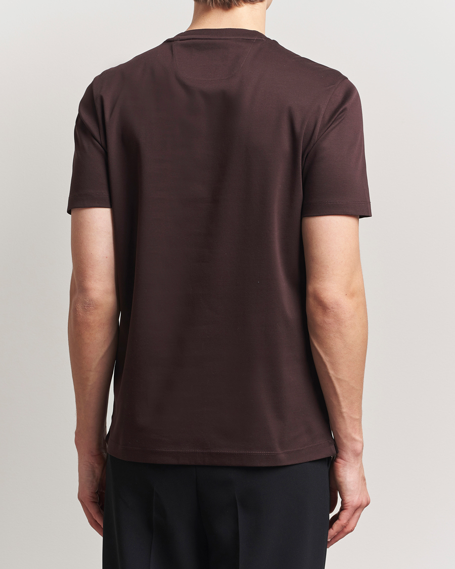 Herre | T-Shirts | BOSS CAMEL | Tesar Cotton Knitted T-Shirt Dark Brown