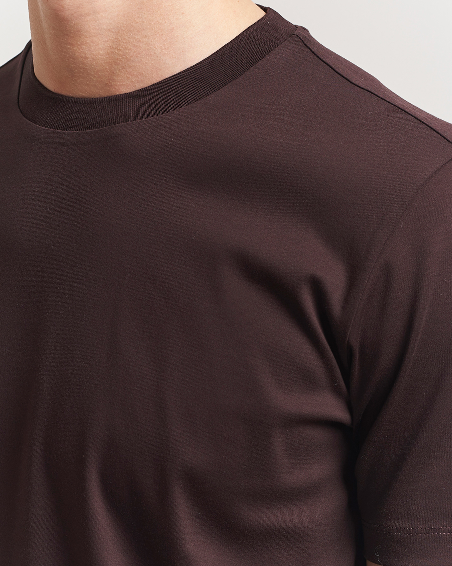 Herre | T-Shirts | BOSS CAMEL | Tesar Cotton Knitted T-Shirt Dark Brown