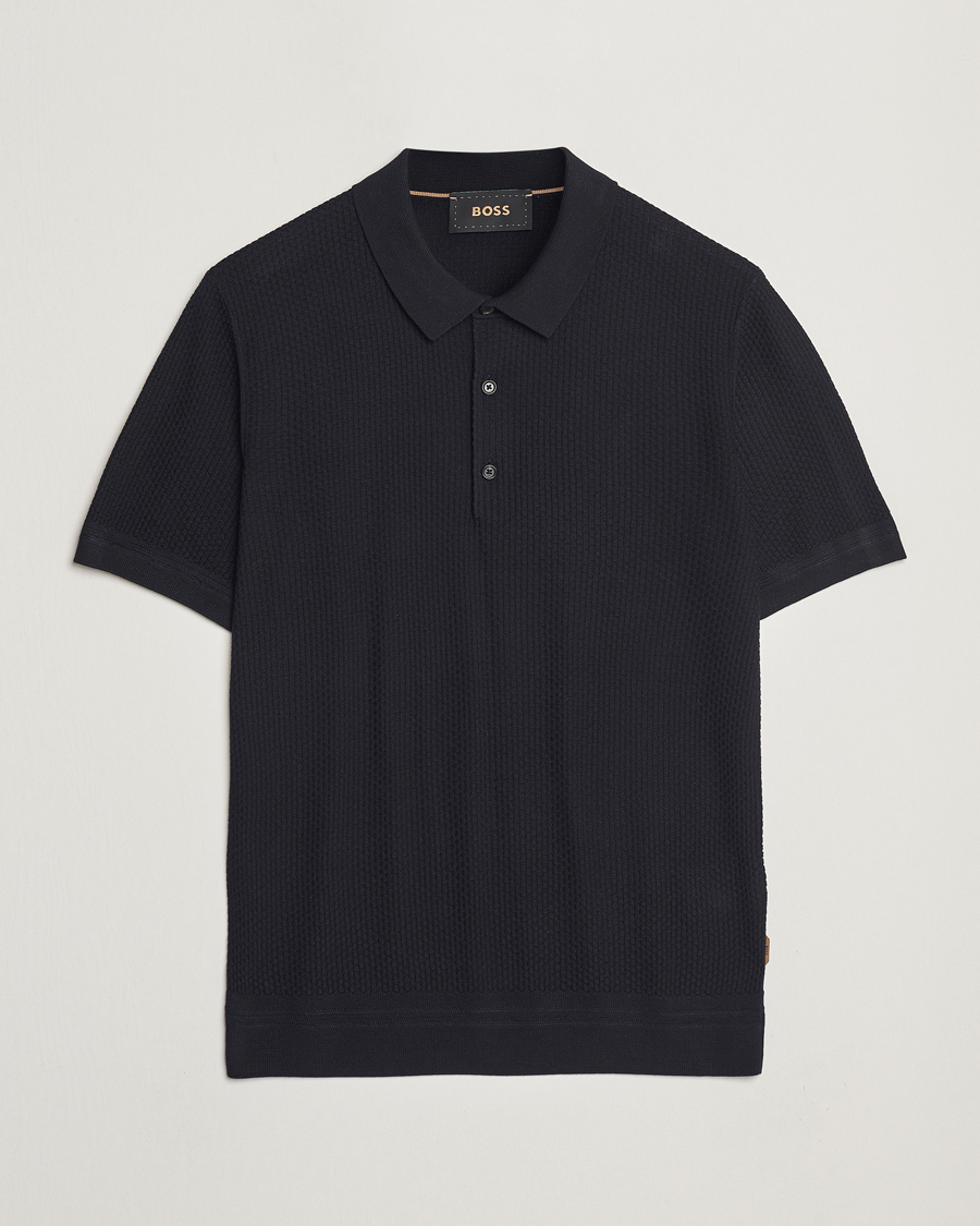 Herre | Pikéer | BOSS CAMEL | Jeffrey Silk Knitted Polo Dark Blue