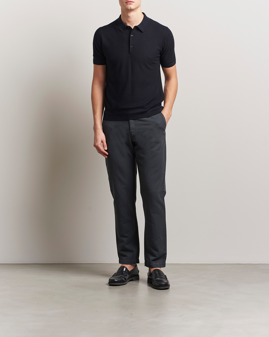 Herre | Pikéer | BOSS CAMEL | Jeffrey Silk Knitted Polo Dark Blue