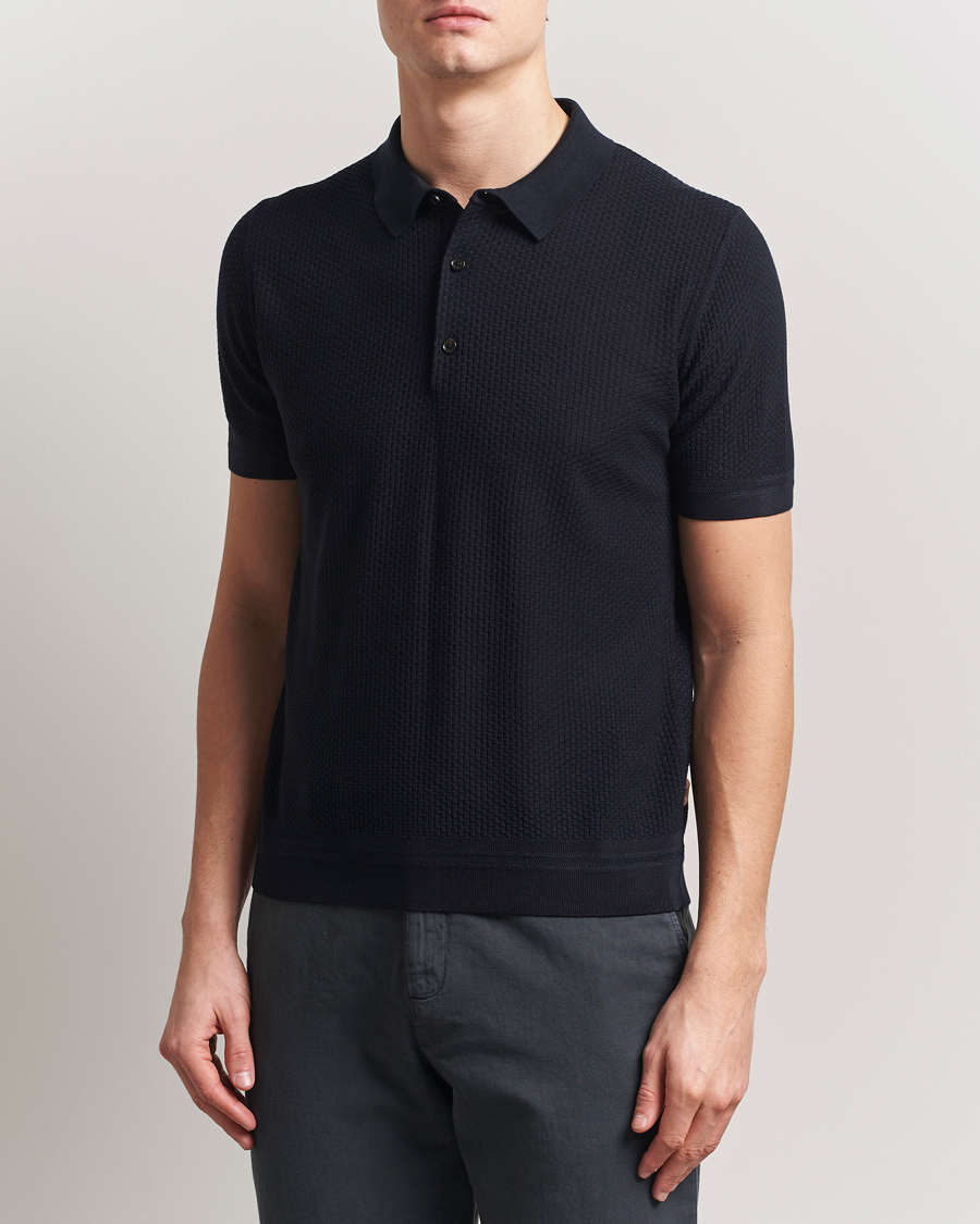 Herre | Pikéer | BOSS CAMEL | Jeffrey Silk Knitted Polo Dark Blue
