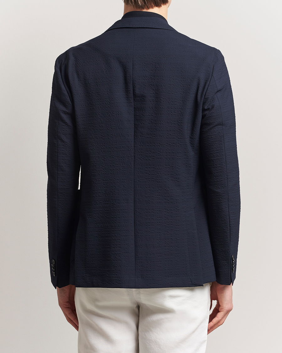 Herre | Dressjakker | BOSS BLACK | Hanry Seersucker Patch Pocket Blazer Dark Blue