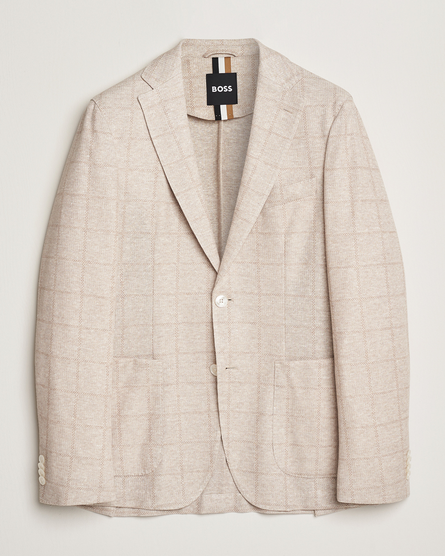 Herre | Dressjakker | BOSS BLACK | Hanry Checked Jersey Patch Pocket Blazer Open White