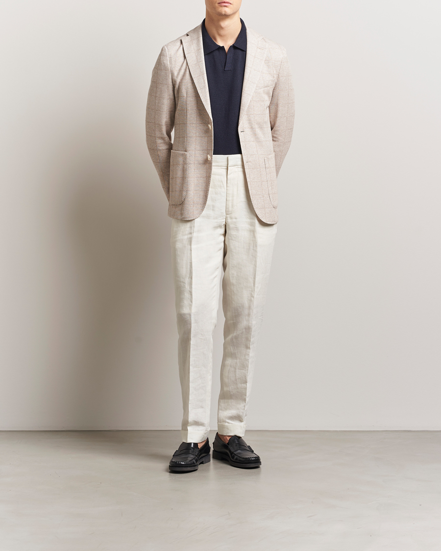 Herre | Dressjakker | BOSS BLACK | Hanry Checked Jersey Patch Pocket Blazer Open White