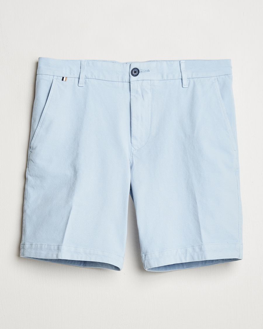 Herre | Shorts | BOSS BLACK | Slice Structured Cotton Shorts Light Blue