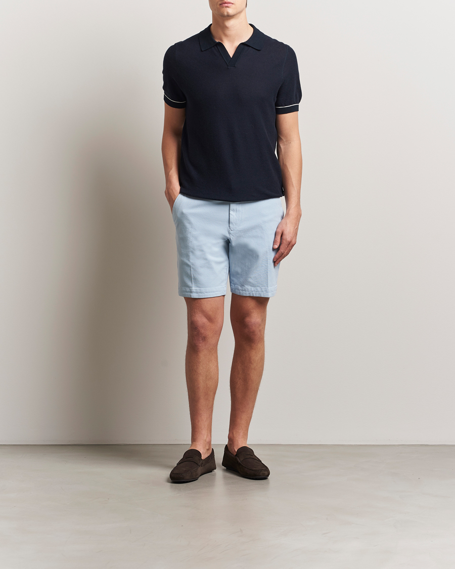 Herre | Shorts | BOSS BLACK | Slice Structured Cotton Shorts Light Blue
