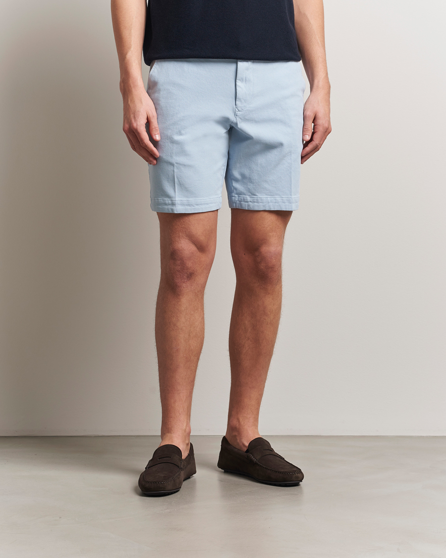 Herre | Shorts | BOSS BLACK | Slice Structured Cotton Shorts Light Blue