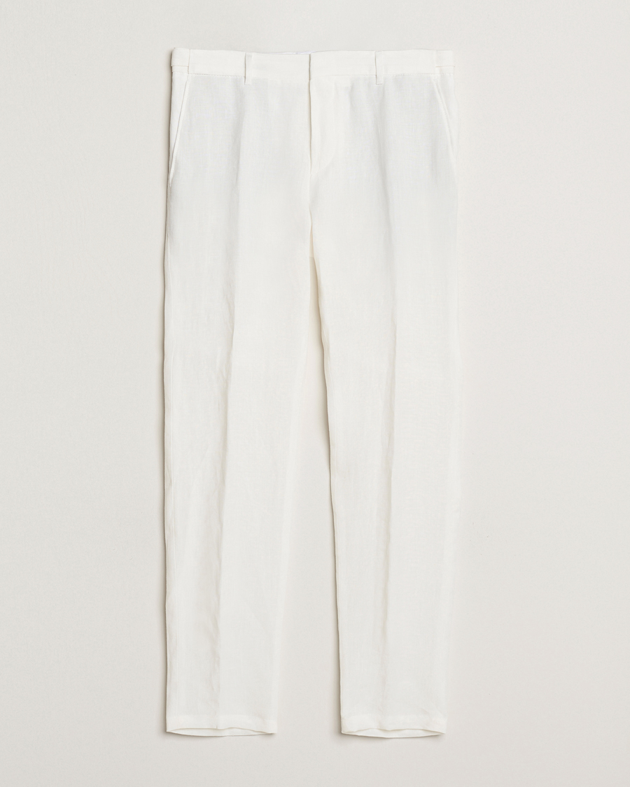 Herre | Bukser | BOSS BLACK | Genius Pleated Linen Trousers White