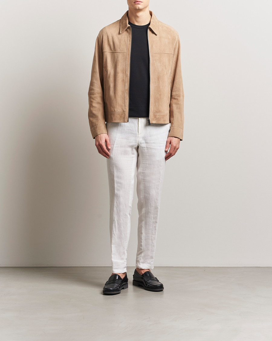 Herre | Bukser | BOSS BLACK | Genius Pleated Linen Trousers White