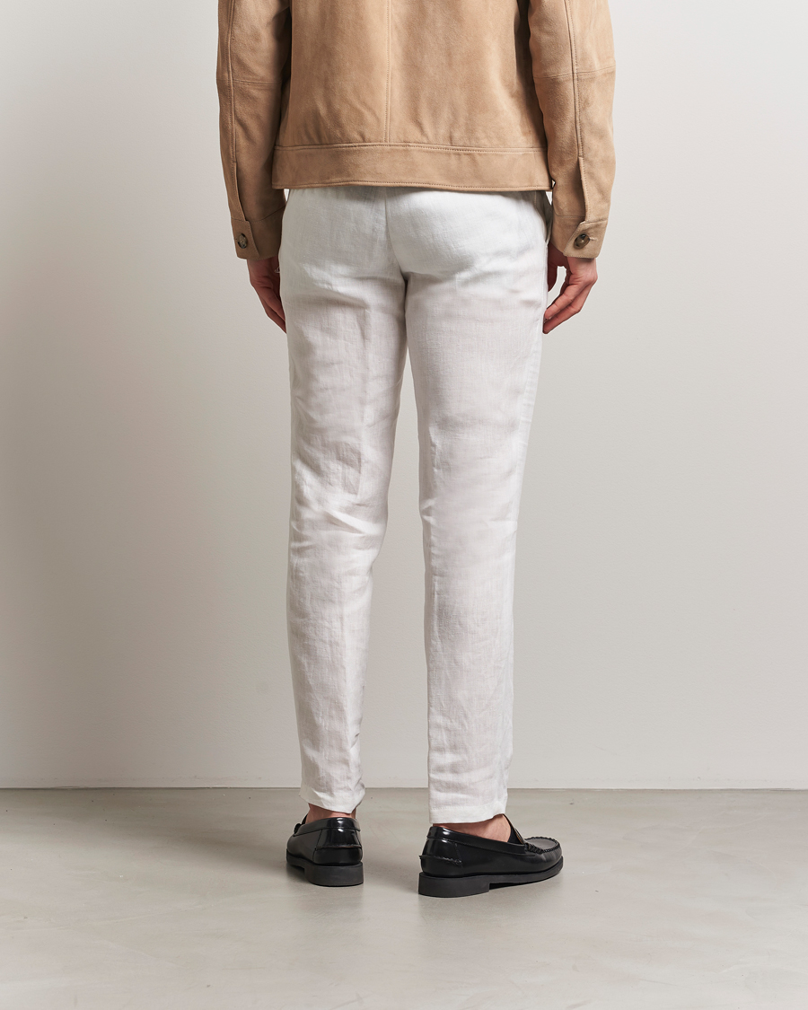 Herre | Bukser | BOSS BLACK | Genius Pleated Linen Trousers White