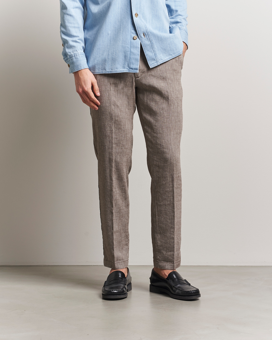 Herre | Bukser | BOSS BLACK | Kane Linen Blend Drawstring Trousers Dark Brown