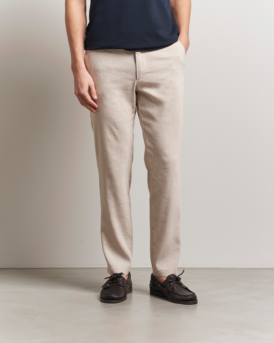 Herre | Bukser | BOSS BLACK | Kane Linen Blend Drawstring Trousers Light Beige