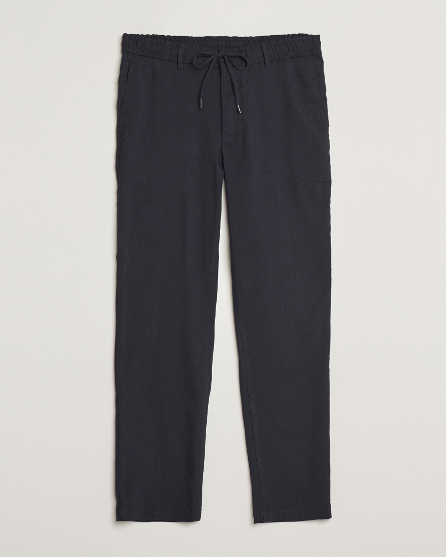 Herre | Bukser | BOSS BLACK | Kane Linen Blend Drawstring Trousers Dark Blue