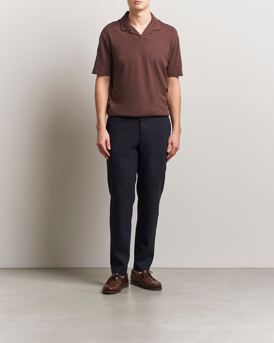 Herre | Bukser | BOSS BLACK | Kane Linen Blend Drawstring Trousers Dark Blue