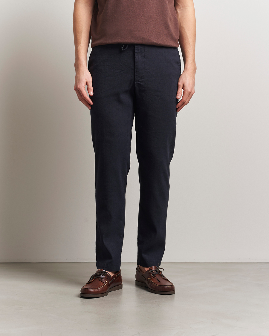 Herre | Bukser | BOSS BLACK | Kane Linen Blend Drawstring Trousers Dark Blue