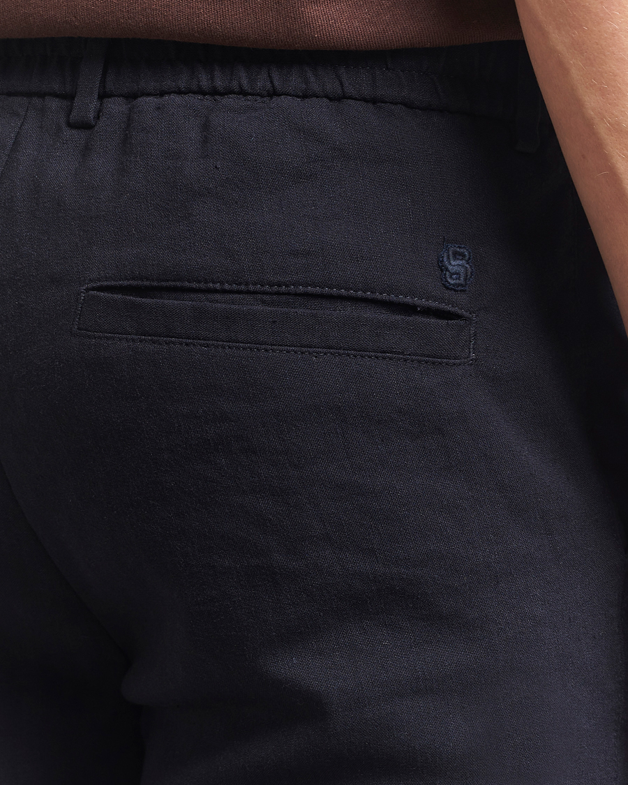 Herre | Bukser | BOSS BLACK | Kane Linen Blend Drawstring Trousers Dark Blue