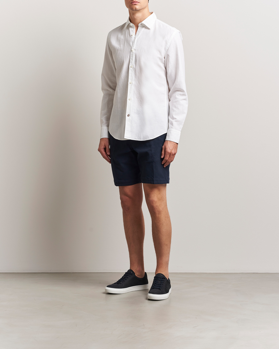 Herre | Skjorter | BOSS BLACK | Hal Cotton/Linen Contrast Shirt White