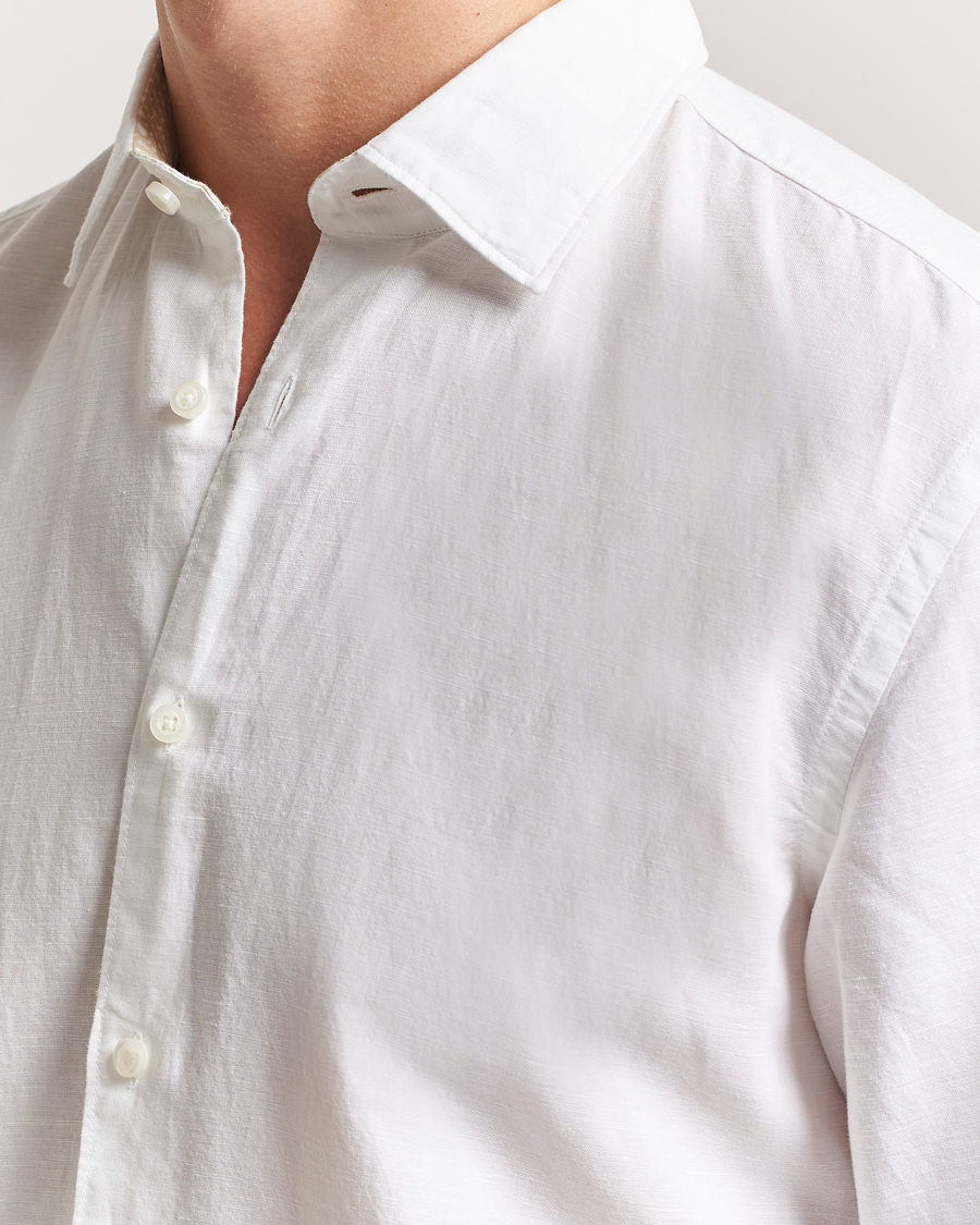 Herre | Skjorter | BOSS BLACK | Hal Cotton/Linen Contrast Shirt White
