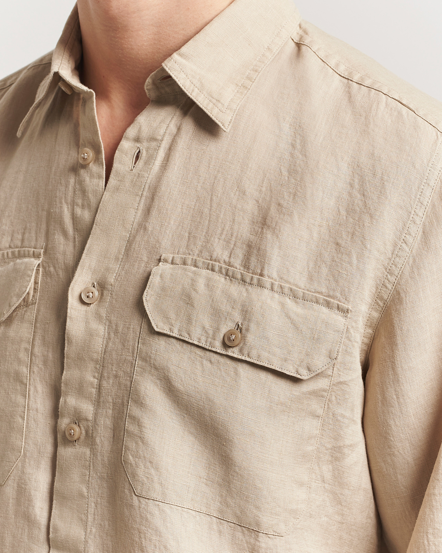 Herre | Skjorter | BOSS BLACK | Liam Linen Pocket Overshirt Light Beige