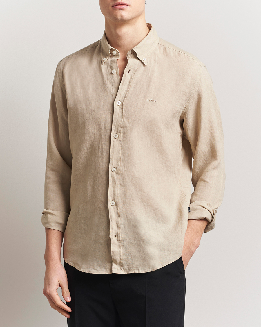 Herre | Skjorter | BOSS BLACK | Liam Linen Shirt Light Beige