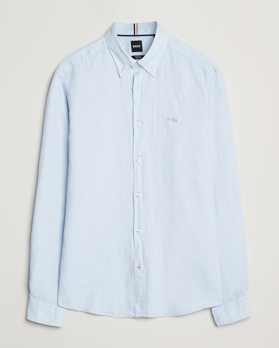 Herre | Skjorter | BOSS BLACK | Liam Linen Shirt Light Blue