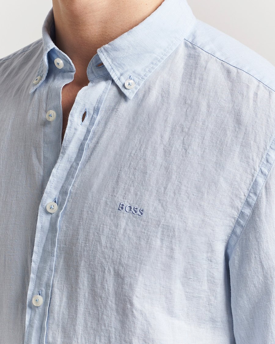 Herre | Skjorter | BOSS BLACK | Liam Linen Shirt Light Blue