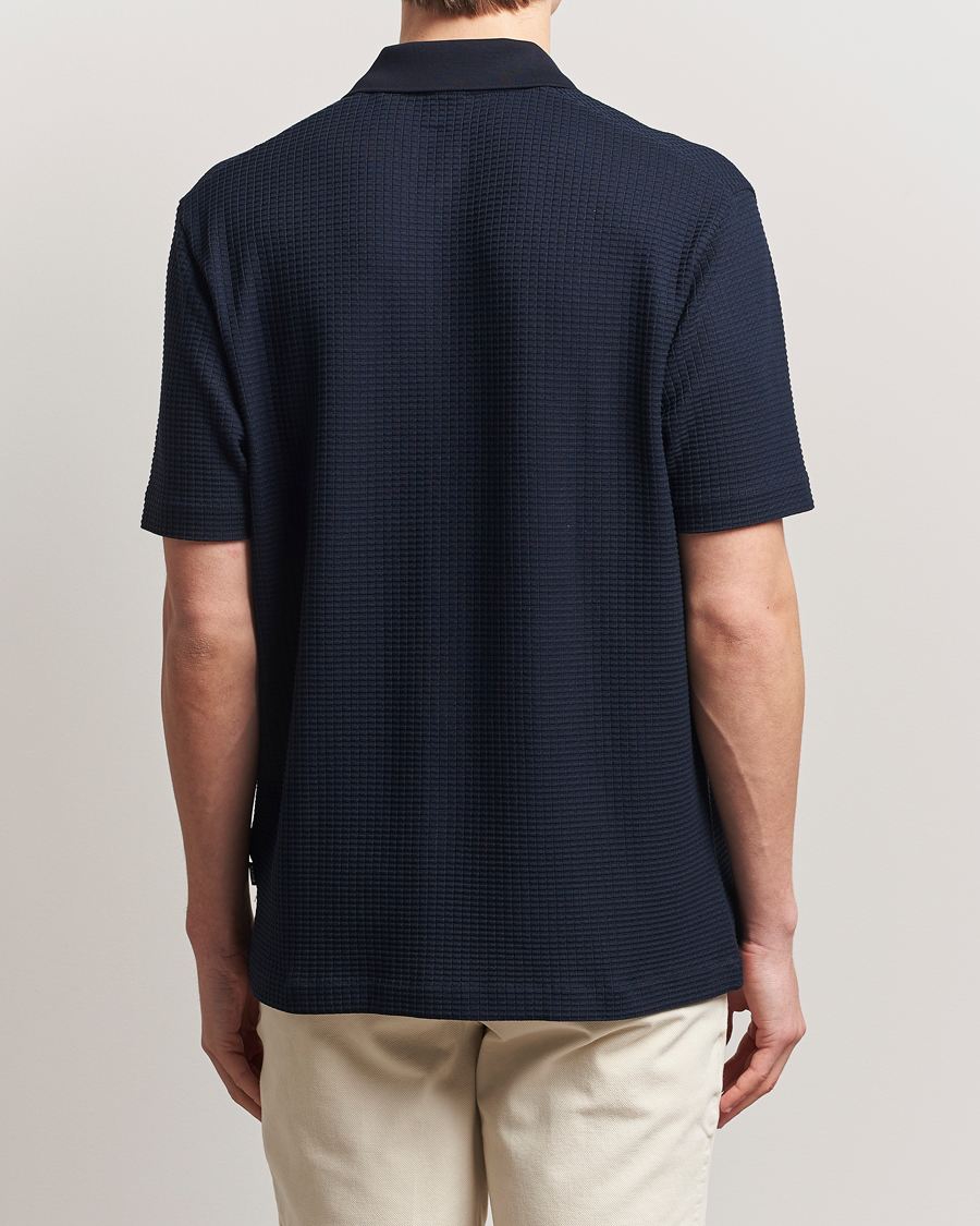 Herre | Skjorter | BOSS BLACK | Palladio Knitted Short Sleeve Shirt Dark Blue
