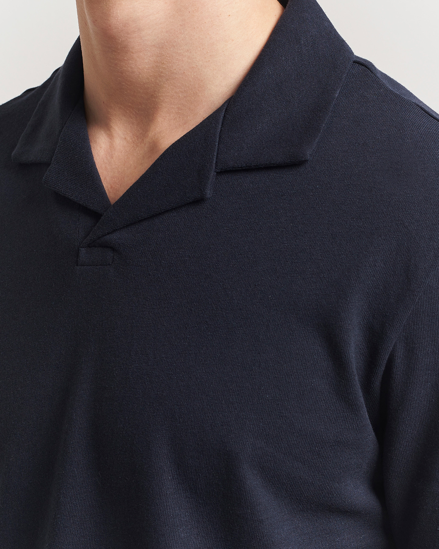Herre | Pikéer | BOSS BLACK | Ponti Cotton/Linen Open Collar Polo Dark Blue