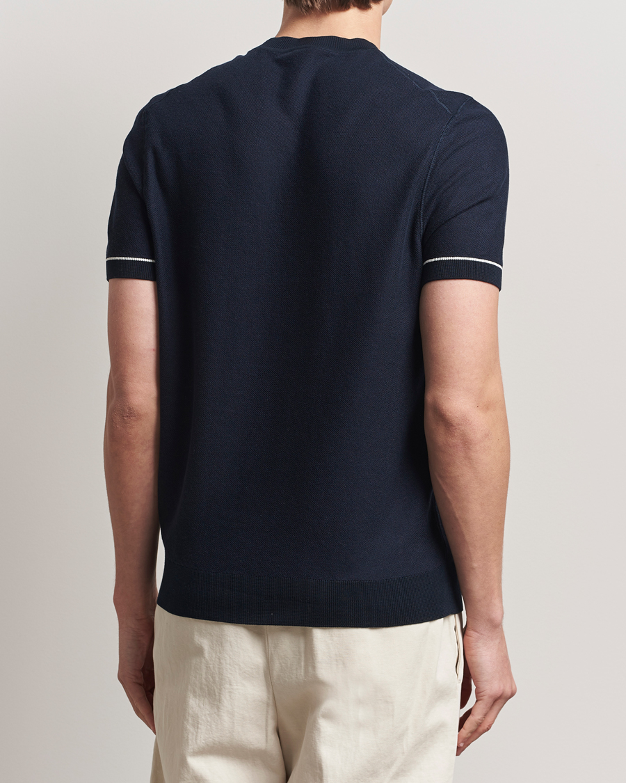 Herre | T-Shirts | BOSS BLACK | Jianfranco Cotton/Viscose Knitted T-Shirt Dark Blue