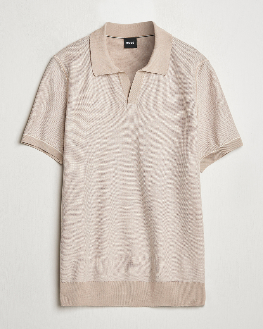 Herre | Pikéer | BOSS BLACK | Jianluca Cotton/Lyocell Knitted Polo Open White