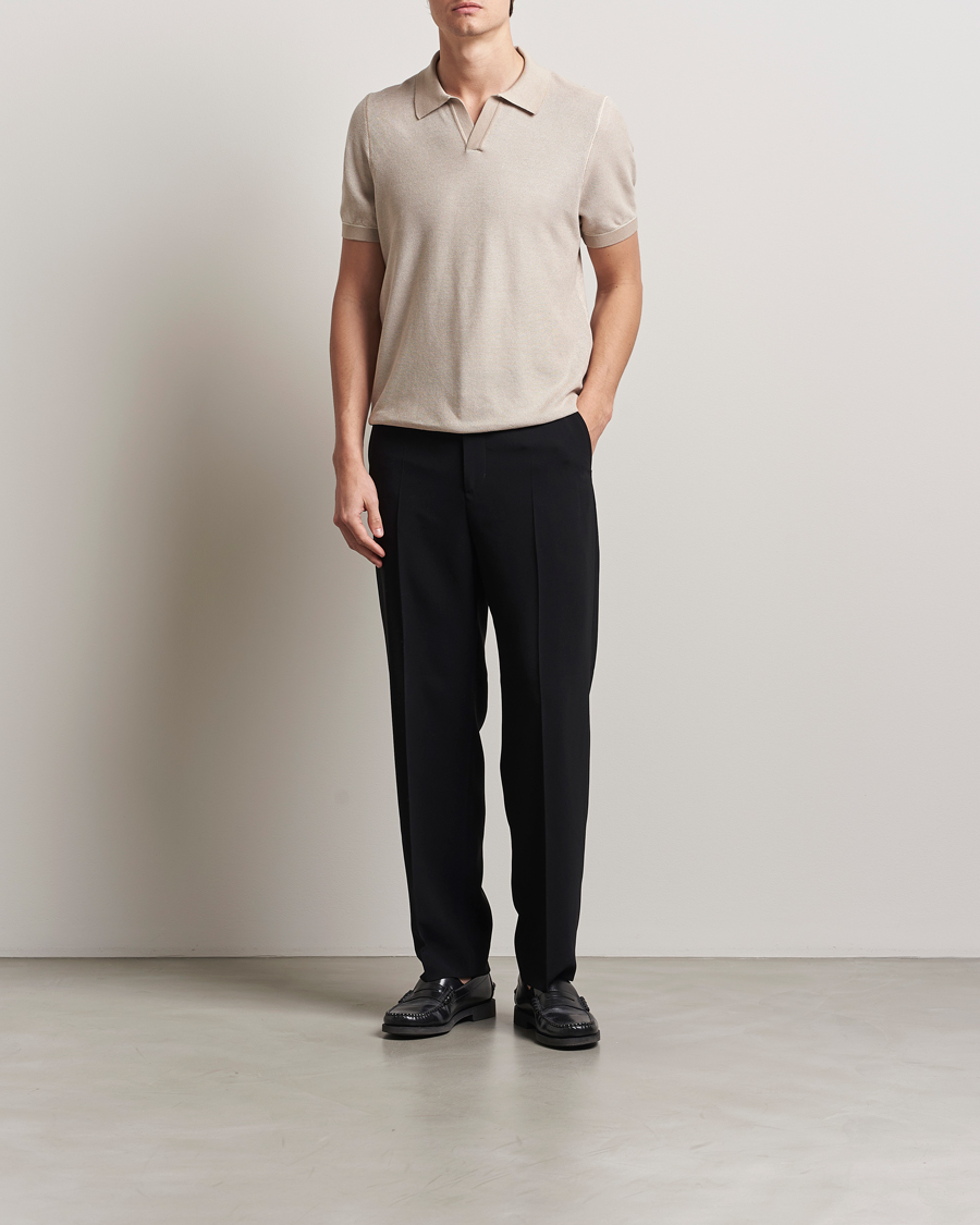 Herre | Pikéer | BOSS BLACK | Jianluca Cotton/Lyocell Knitted Polo Open White