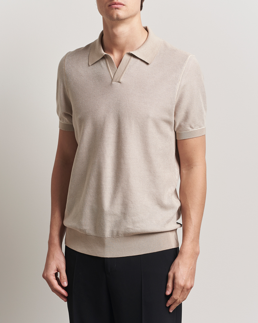 Herre | Pikéer | BOSS BLACK | Jianluca Cotton/Lyocell Knitted Polo Open White