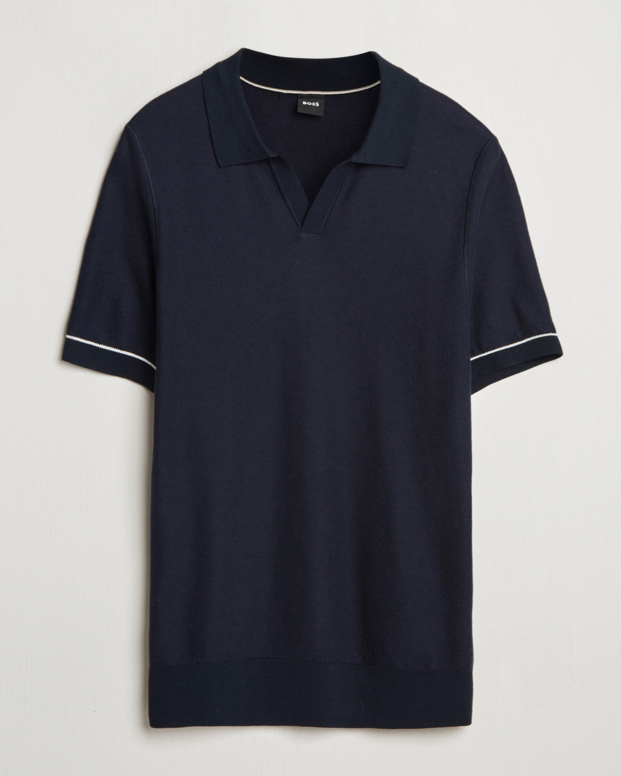 Herre | Pikéer | BOSS BLACK | Jianluca Cotton/Lyocell Knitted Polo Dark Blue