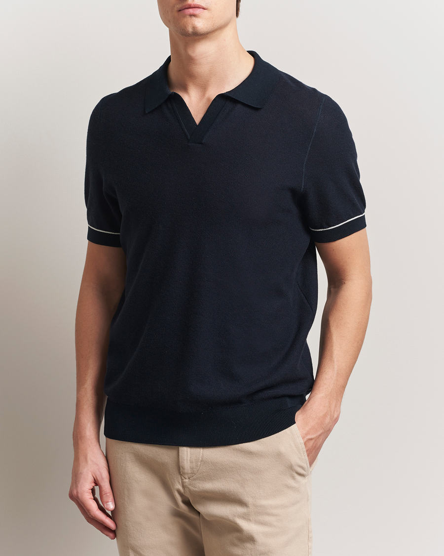 Herre | Pikéer | BOSS BLACK | Jianluca Cotton/Lyocell Knitted Polo Dark Blue