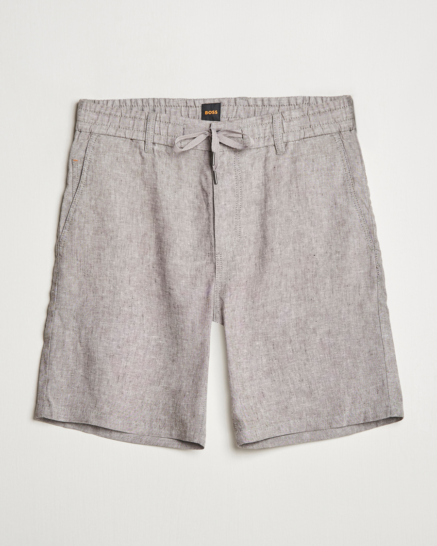 Herre | Shorts | BOSS ORANGE | Tapered Linen Chino Drawstring Shorts Open Beige